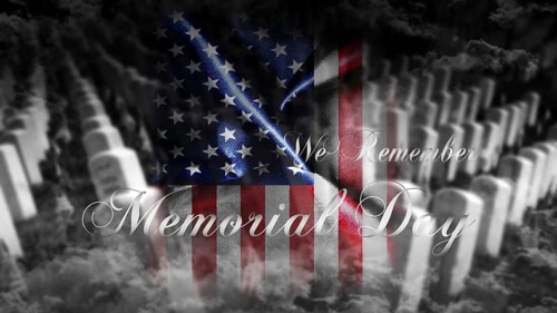 Memorial Day United States of America . American Flag With Cemetery and Gravestones in Background