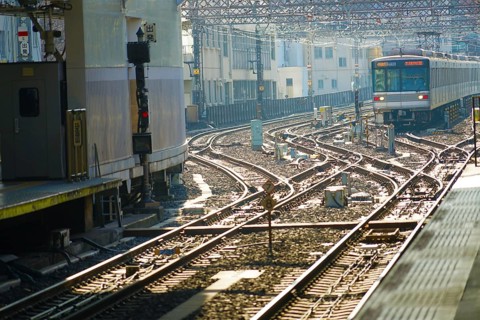 Image of train and rail. Shooting Location: Musashino-shi, Tokyo