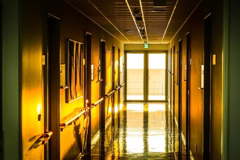 Corridor that evening sunshine is plugged. Shooting Location: Chofu, Tokyo