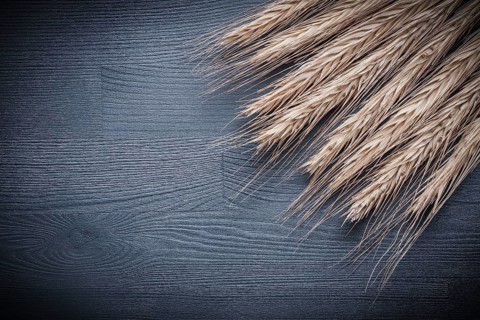 Wheat ears on vintage wood board