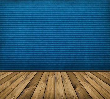 Vintage blue interior with wooden floor