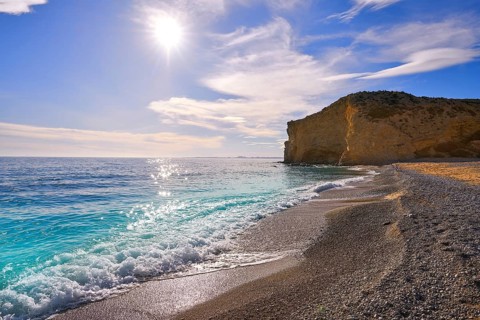 Paradis or Paraiso beach playa in Vila Joiosa of Alicante of Spain also Villajoyosa of Costa Blanca