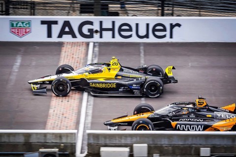COLTON HERTA (26) of Valencia, California crosses the yard of bricks as they practice for the 108th