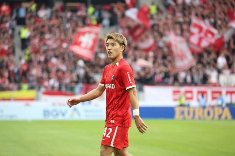Ritsu Doan (SC Freiburg) at the match of the 1st FBL: 24-25: 1st FBL: 24-25: 7th Sptg. SC Freiburg