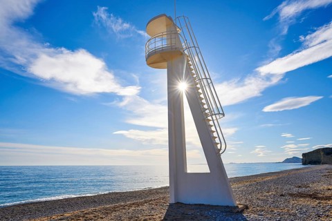 Paradis or Paraiso beach playa in Vila Joiosa of Alicante of Spain also Villajoyosa of Costa Blanca