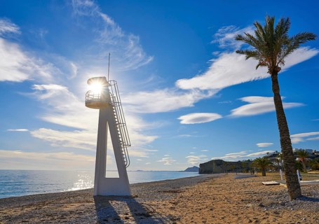Paradis or Paraiso beach playa in Vila Joiosa of Alicante of Spain also Villajoyosa of Costa Blanca