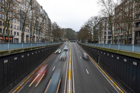 Saint-Josse, Brussels Capital Region, Belgium- 11 28 2021: Traffic of cars and vans a the inner