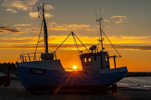 Evening at Vorupör harbour, Thy, Jutland, Denmark, Europe