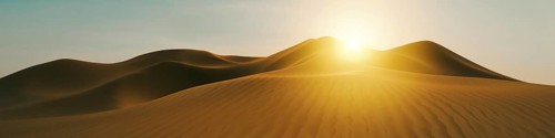 A desert dune sunset wide background banner. 3D illustration