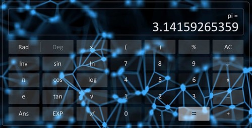 An illustration of a scientific calculator with number pi
