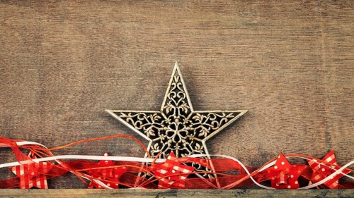 Christmas decoration wooden background with star