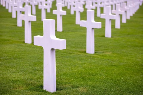 Crosses for fallen soldiers at Luxembourg American Cemetery, Hamm, Luxembourg, Europe