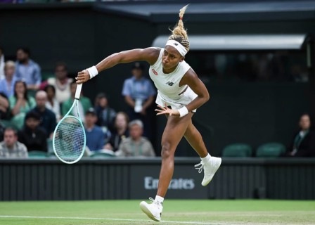 US tennis player Coco Gauff in action at the 2024 Wimbledon Championships, London, England, United