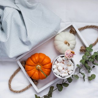 Creative Top view flat lay sill life autumn composition. Hot cacao coffee chocolate with
