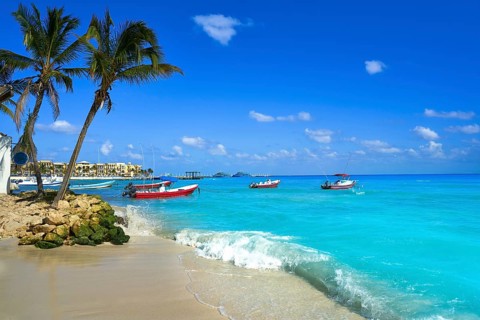 Playa del Carmen beach in Riviera Maya Caribbean at Mayan Mexico