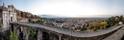Bridge and gateway to the ancient Venetian walls of the medieval town of Bergamo