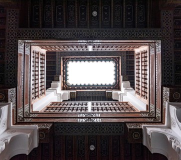 MARRAKECH, MOROCCO, APRIL 18, 2023, Famous Medersa Ben Youssef in the medina of Marrakech