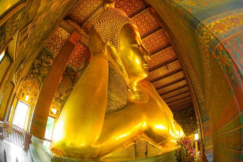 Wat Pho - Amusement Park Hotels Death of Buddha Buddha (Thailand Bangkok). Shooting Location: