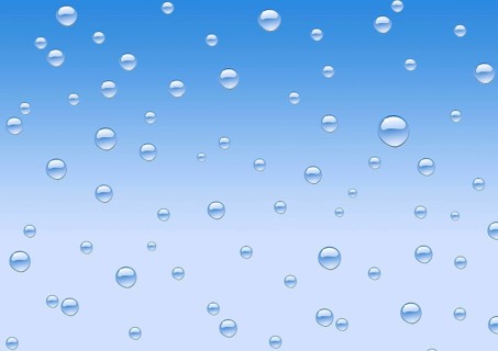 A lot of water drops over blue gradient background, a raster drawing