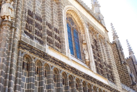 San Juan de Reyes church in Toledo with old shackles decoration in Spain