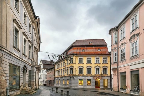 Street with histoorical houses in Eichstatt downtown, Germany, Europe