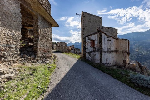 Lost place, abandoned houses and ruins in the ghost village, Gairo Vecchio, Gairo, Ogliastra,