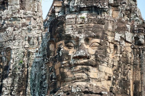 Temple Bayon in Angkor - giant face of buddhist deity Avalokitesvara