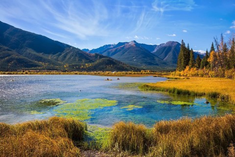 Beautiful Lake Vermilion in Banff National Park. The Canadian province of Alberta, the Rocky
