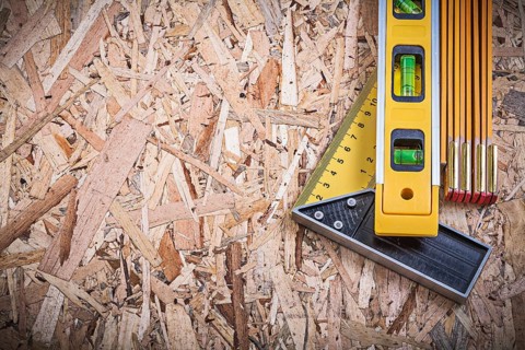 Square ruler construction level wooden meter on OSB