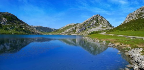 Enol lake at Picos de Europa in Asturias of Spain