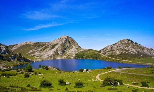 Enol lake at Picos de Europa in Asturias of Spain