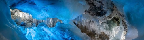 HINTERTUX, AUSTRIA, SEPTEMBER 10, 2023, Great ice formation in a natural glacial ice cave