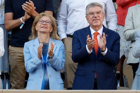 IOC President Thomas Bach and his wife Claudia at the 2024 French Open, Roland Garros, Paris,