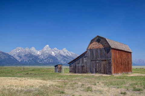 The iconic John Moulton homestead in Grand Teton in Wyoming in USA