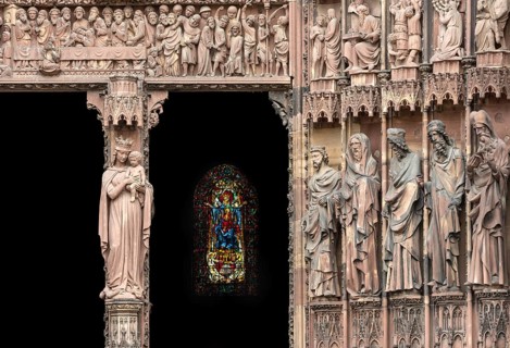 Strasbourg Cathedral, Cathédrale Notre-Dame de Strasbourg, centre west portal, wall figures: