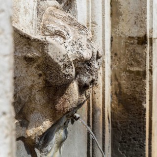 Detail of an ancient fountain in Spoleto Italy