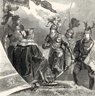 Faust in armor and the Emperor, Faust II, Johann Wolfgang von Goethe