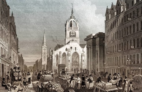 St Giles' Church, County Hall and Lawn Market, High Street, Edinburgh, Scotland, 19th century, from