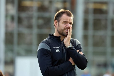 Mario Klotz (head coach FC 08 Villingen) watches his team's match in the SBFV Cup round of 16