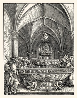The Holy Family at the fountain, escape to Egypt, Albrecht Altdorfer, 16th century, digitally
