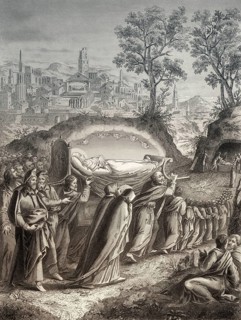 Burial of the Virgin Mary, Steel engraving 1853, digitally restored