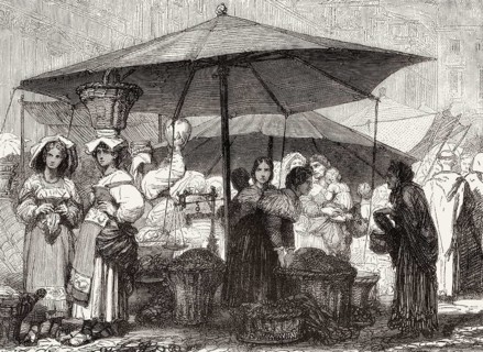 Market at the Piazza Navona, Rome, Italy, 19th Century, Europe