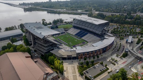 Aerial view of Husky Stadium (officially Alaska Airlines Field at Husky Stadium for sponsorship