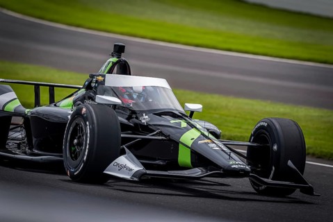ROMAIN GROSJEAN (77) of Geneva, Switzerland comes off turn 3 during a practice for the 108th