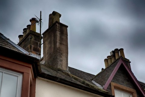 Typical British roof of a house in Scotland, Great Britain