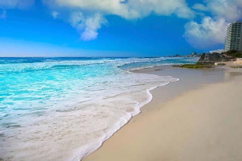 Cancun Forum beach Playa Gaviota Azul in Mexico at Hotel Zone