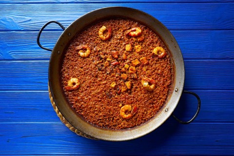 Seafood Paella senyoret rice from Valencia Spain