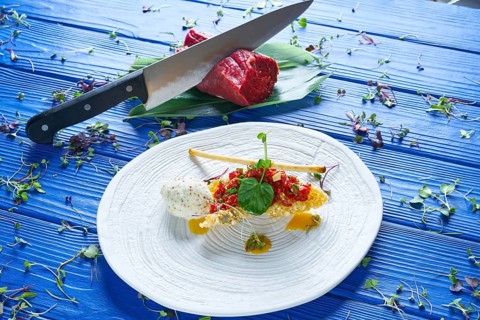 Steak Tartare with mustard ice-cream and airbag starter Tartar recipe