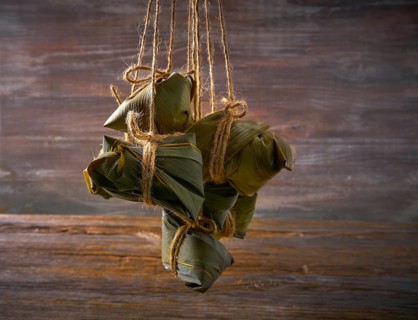 Zongzi Glutinous sticky Rice Dumplings recipe wrap with bamboo leaves asian food