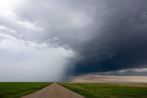 Ominous Storm Clouds Prairie Summer Rural Scene